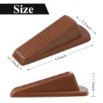 4 Pack Door Stoppers for Bottom of Door, Brown 4.8×2.2×1.3in Door Stops, Rubber Door Stopper Wedge, Sturdy Stackable Door Stops for Floor