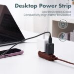 PALARINE Flat Plug Extension Cord with 3 Outlets Extender, Power Strip Multiple Outlets, Indoor Extension Cord 16 Gauge 10FT Brown 3 Prong, 16/3 SPT-3 13A, UL Listed