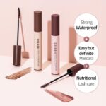 COSNORI Perfect Setting Waterproof Mascara Long&Curl 02 Cozy Brown – Long-Lasting Smudge – Brown Mascara – Korea Waterproof Mascara, Long lash, Strong fixing, Silk Amino Acids – 0.23fl oz (7ml)