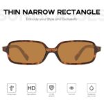 mosanana Retro 90s Rectangle Sunglasses for Women Rectangular Vintage Trendy Square 2025 Cool Cute Narrow Small Face Tortoise Shell Frame Brown Lens MS52479