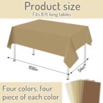 Whaline 16Pcs Brown Plastic Tablecloth 4 Gradient Brown Colors Rectangle Table Cover Waterproof Table Cloth for Fall Thanksgiving Parties Decoration Supplies, 54 x 108 Inch