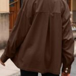 EVALESS Womens Corduroy Jackets Fashion Long Sleeve Button Down Shacket Shirt Jacket with Pockets Fall Outfits 2024Medium Coffee