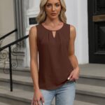 Blooming Jelly Womens Summer Tank Top Sleeveless Business Casual Top Basic Loose Dressy Blouse Clothes 2025 (L, Brown)