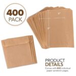 Kraft Brown Sandwich Bags (400 Pack) – Microwavable Unbleached Natural Kraft Paper Bags – Food Grade Grease Resistant Bags for Pastries, Cookies, Snacks – Biodegradable & Compostable – Stock Your Home