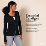 Amazon Essentials Women’s Lightweight Crewneck Cardigan Sweater (Available in Plus Size), Brown, Large