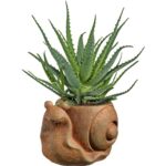 Classic Home and Garden Cement Buddies Indoor Outdoor Planter with Drainage Hole, Smiling Snail, Rust Brown, Large, 8in
