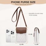 Marvolia Small Crossbody Bags for Women – Vegan Leather Crossbody Phone Purse with Card Slots Mini Cell Phone Bag Handbag Wallet for Traveling Shopping – Brown & White
