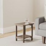 LUE BONA Adirondack Outdoor Side Table, 2-Tier Dark Brown HDPS Patio End Table Weather Resistant,Outdoor Morden Side Table for Patio, Pool, Porch