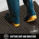 HIYARD Sturdy Front Door Mat, Absorbent Muddy Dirt Resist Welcome Door Mats Outdoor Indoor, Stain and Fade Resistant, Non-Slip Rubber Backing Low Profile Doormat for Entryway, 30×17, Brown