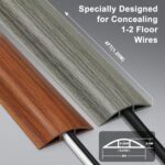 Misty Brown Wood Cord Hider – 4FT Soft Cord Protector, Hide Extension Floor Wire Covers for Cords, Organizer Wires Floor Cable Cover, Cable Cavity: 0.47″ (W) x 0.24″ (H)