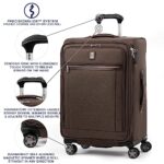 Travelpro Platinum Elite Softside Expandable Checked Luggage, 8 Wheel Spinner Suitcase, TSA Lock, Men and Women, Rich Espresso Brown, Checked Medium 25-Inch
