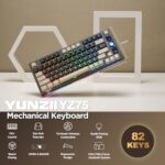 YUNZII YZ75 75% Hot Swappable Wireless Gaming Mechanical Keyboard, RGB Backlights, BT5.0/2.4G/USB-C, Dye Sub PBT Keycaps for Linux/Win/Mac(Gateron G Pro Brown, Black)
