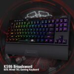 Redragon K596 Wired RGB Mechanical Gaming Keyboard, 87 Keys TKL Compact Keyboard w/10 Onboard Macro Keys & Wrist Rest, Brown Switches