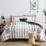 Geniospin King Size Comforter Set, Boho Bed in a Bag 8-Pieces Bedding Set, Reversible Aztec Design with Soft Microfiber, Lightweight, Warm and Breathable (Brown, 102×90 Inches)