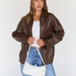 Trendy Queen Womens Leather Jackets Oversized Faux Motorcycle Plus Size Moto Biker Coat Fall Outfits Fashion Clothes 2025 Brown XS