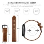 EDIMENS Leather Bands Compatible with Apple Watch 42mm 44mm, Genuine Leather Vintage Strap Classic Buckle Compatible with Apple iWatch Series 5/4/3/2/1, Sports&Edition Men & women,Retro Brown Silver