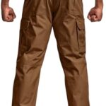 CQR Men’s Tactical Pants, Water Resistant Ripstop Cargo Pants, Lightweight EDC Work Hiking Pants, Outdoor Apparel, Raider Copper Brown, 30W x 32L