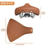 BOOSDEN Brown Bike Saddle, Comfortable Polyurethane, Vintage Design, Shockproof, Wide, Universal Fit, Waterproof, for Mountain and Road Bikes, Men & Women