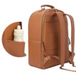 Divvia Camera Backpack Classic PU Leather with 15 Inch Laptop Compartment, Professional Camera Bag for Photographers for DSLR Large 20L Brown