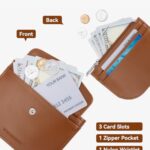 BOSTANTEN Small Wallet for Women RFID Slim Leather Card Holder Wristlet Wallet With Zipper Pocket Brown?Beige