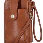 Mundi Jacqui RFID Blocking Crossbody Wallet Bag for Women, Compact Travel Size Cell Phone Holder Purse Vegan Leather, Brown Sugar