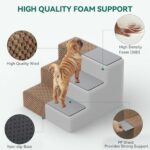 YITAHOME Dog Stairs for High Bed and Couch, Premium Foam Dog Steps for Small Dogs, Older Pets, Non-Slip Pet Stairs with High-Strength Boards, Removable Washable Cover, 3 Tiers Brown