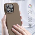 OuXul Designed for iPhone 16 Pro Case,Shockproof Liquid Silicone Protective Phone Case with Soft Anti-Scratch Microfiber Lining Ultra Slim Drop Protection Phone Cover 6.3 inch(Light Brown)