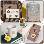 50 Pcs Brown Cute Water Bottle Stickers for Kids, Vintage Aesthetic Bohemian Laptop Decals, Teens Adults Waterproof Vinyl Scrapbook Luggage Phone Case Guitar