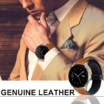 2 Pack Magnetic Leather Band Compatible with Samsung Galaxy Watch 7/6/5/4/Active 2 40mm 44mm/Watch 6 Classic 43mm 47mm/Watch 5 Pro 45mm/Watch 4 Classic 42mm 46mm, 20mm Strap for Men (Black&Light Brown)