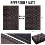 OLANLY Waterproof Outdoor Rug 5×8 ft, Outdoor Plastic Straw Rug for Camping, RV Mat Outside, Outdoor Carpet for Porch, Deck, Backyard, Balcony, Picnic, Black & Brown