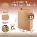 Perfect Stix 52lb Kraft Brown Paper Shopping Bags- Pack of 25ct