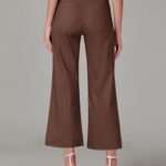 luvamia High Waisted Cropped Wide Leg Jeans for Women Casual Flared Denim Capri Pants with Pockets Crop Pants for Women Pecan Brown Size Medium Fits Size 8-10