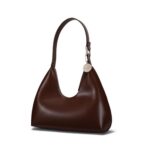 JOLLQUE Shoulder Bag for Women, Small Leather Handbag Purse,Unique Trendy Zipper Hobo Bag(Coffee)