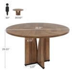 Tribesigns Round Dining Table, 39.37″ Wood Kitchen Table for 4 People, Farmhouse Dinner Table with Wooden Table Top and Legs, Rustic Brown Dining Table for Dining Room Living Room (Brown)