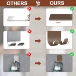 CGBE 4 Pack Shower Hooks – Self Adhesive Shaver Holder Hanger for Bathroom, Damage Free Wall Hooks for Razor, Loofah Sponge – Brown