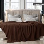 Utopia Bedding Brown 100% Cotton Blanket [Queen Size – 90×90 Inch] 350GSM Lightweight, Soft and Breathable Thermal Blanket for All Seasons