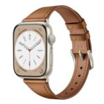 XCCYBTT Slim Leather Bands Compatible with Apple Watch Band 42mm 41mm 40mm 38mm, Genuine Leather Replacement Strap for iWatch Series 10/9/8/7/6/5/4/3/2/1/SE Women, Brown/Starlight