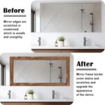 Alened 10M Brown Wood Grain Mirror Frame Border Peel and Stick Wallpaper, Removable PVC Waterproof Bathroom Mirror Tape Sticker Trim, Kitchen Wallpaper Self Adhesive Decor Sticker 1.96″ x 393″