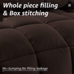 HYLEORY All Season Queen Size Bed Comforter – Cooling Goose Down Alternative Quilted Duvet Insert with Corner Tabs – Winter Warm – Machine Washable – Brown