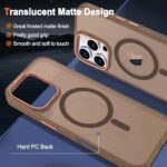 Hython Case for iPhone 16 Pro Case Magnetic Translucent Matte Phone Cases 6.3″ [Compatible with MagSafe] Thin Slim Fit Shockproof Bumper Hard Protective Cover for Women Men Girls, Frosted Brown