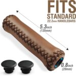 MARQUE Cruiser Bike Handlebar Grips – Brown Vinyl Leather Grips in 135mm with Hand-Stitched Seam for 22.2mm (7/8″) Beach Cruiser Bicycle Handlebar for Woman & Man
