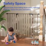 InnoTruth 28.9-45.3″ Baby Gate for Doorways, 30″ Tall Extra Wide Dog Gates for Stairs, 2-Ways Swing, Easy Walk Thru Dual Lock Pet Gate for Hallways, Bedroom, Easy Install Child Gate Indoor,Brown