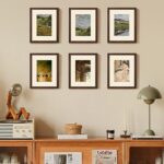 upsimples 8×10 Picture Frame Set of 5, Display Pictures 5×7 with Mat or 8 x 10 Without, Wall Gallery Photo Frames, Brown