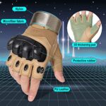 WTACTFUL Tactical Gloves for Men, Summer Motorcycle Cycling Motorbike Driving Riding Hunting Outdoor Work Fingerless Half Finger Gloves Men Women Brown L