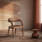 Meridian Furniture 987Brown-C Sylvester Collection Modern | Contemporary Vegan Leather Upholstered Dining Chair with Rounded Back, 23.5″ W x 22″ D x 31″ H, Brown