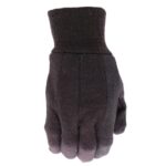 Boss Men’s Brown Jersey PVC Dotted Palm Gloves, Cold Weather Protection, Excellent Grip, Straight Thumb, Knit Wrist, Brown, Large, (B61021-L)