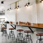 Yaheetech Counter Height Adjustable Bar Stools Industrial Vintage Metal Rustic Bar Stool with Round Wood Seat Kitchen/Dining/Cafe Chair 20-27 Inch Tall, Brown, 4PCS