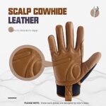 HANDLANDY Leather Work Gloves Mens & Women, Utility Safety Mechanic Working Gloves Touch Screen, Flexible Breathable Yard Work Gloves (Large, Brown-Cowhide Palm)