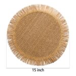 FunWheat Paper Round Placemats Set of 12 for Dining Tables 15 Inch Heat Resistant Table Mats Handmade Natural Place mats for Farmhouse Table Decoration(Brown)