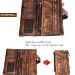 KingTo Genuine Leather Long Wallet for Women Vintage Checkbook Wallets with RFID Blocking Card Holder (Coffee color)